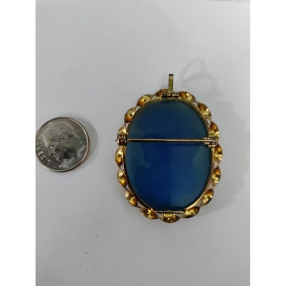 Vintage Vermeil Gold-Plated Glass Victorian Brooch Pendant Exquisite Piece - Picture 3 of 9